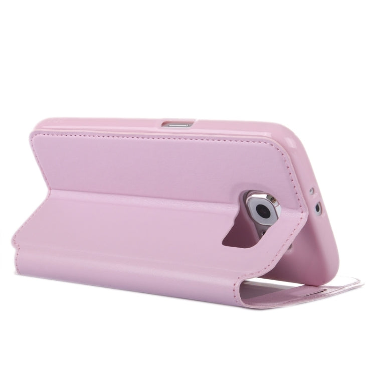 For Galaxy S6 / G920 Crazy Horse Texture Leather Case with Holder & Card Slot & Caller ID Display Window