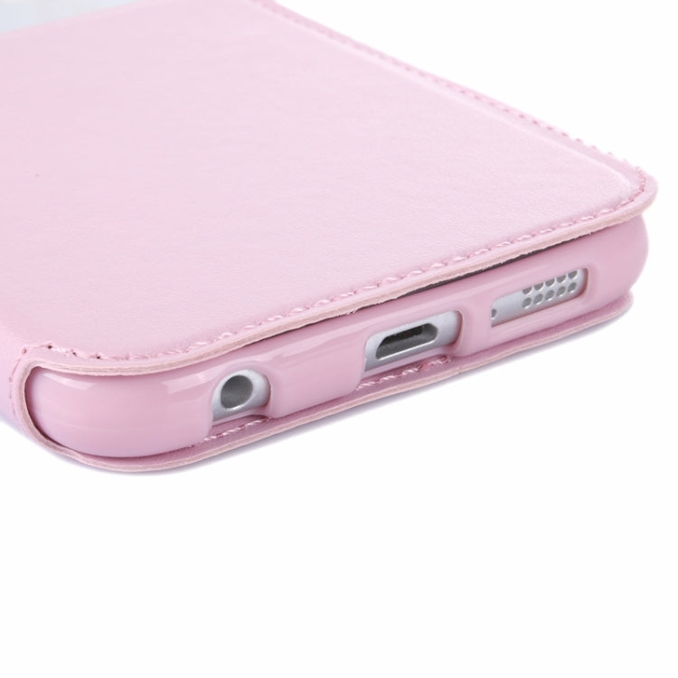 For Galaxy S6 / G920 Crazy Horse Texture Leather Case with Holder & Card Slot & Caller ID Display Window