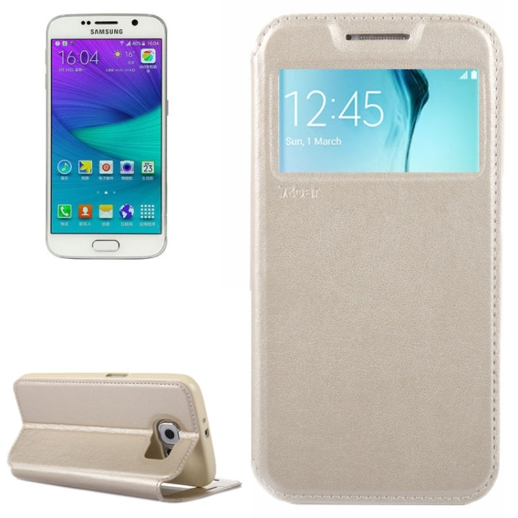 For Galaxy S6 / G920 Crazy Horse Texture Leather Case with Holder & Card Slot & Caller ID Display Window