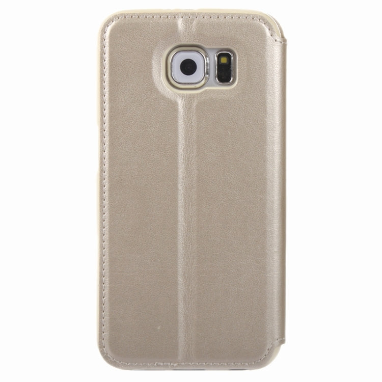For Galaxy S6 / G920 Crazy Horse Texture Leather Case with Holder & Card Slot & Caller ID Display Window