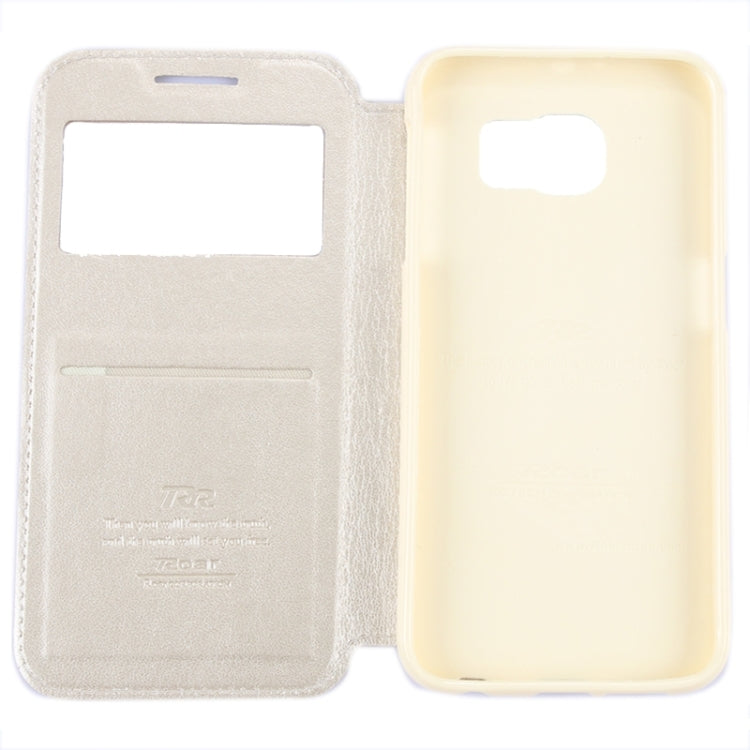 For Galaxy S6 / G920 Crazy Horse Texture Leather Case with Holder & Card Slot & Caller ID Display Window