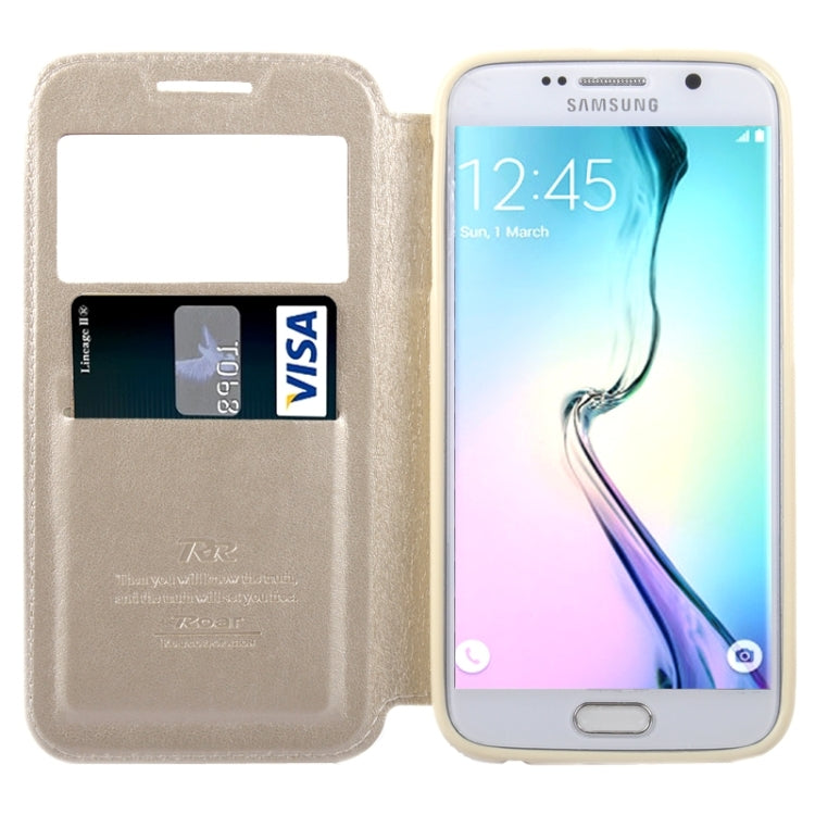 For Galaxy S6 / G920 Crazy Horse Texture Leather Case with Holder & Card Slot & Caller ID Display Window