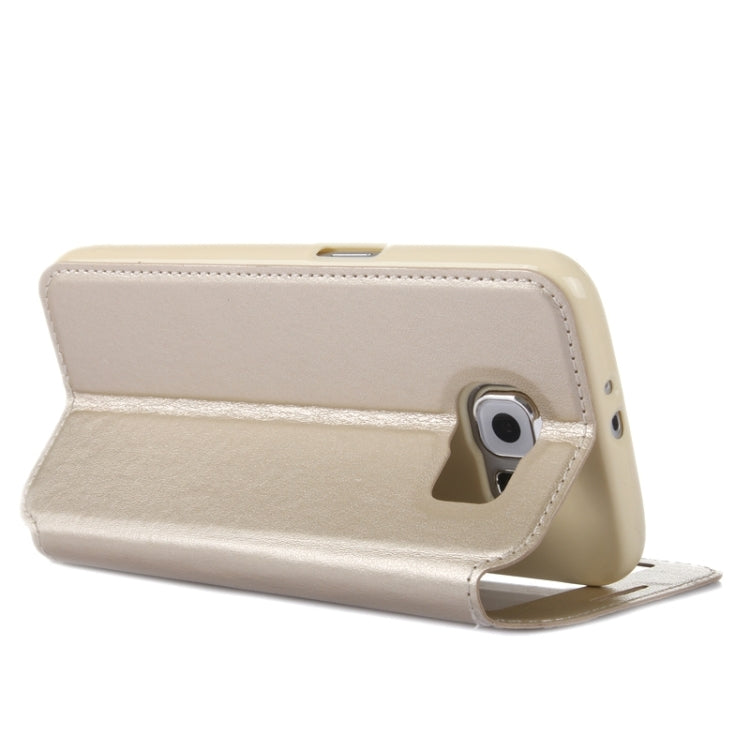 For Galaxy S6 / G920 Crazy Horse Texture Leather Case with Holder & Card Slot & Caller ID Display Window