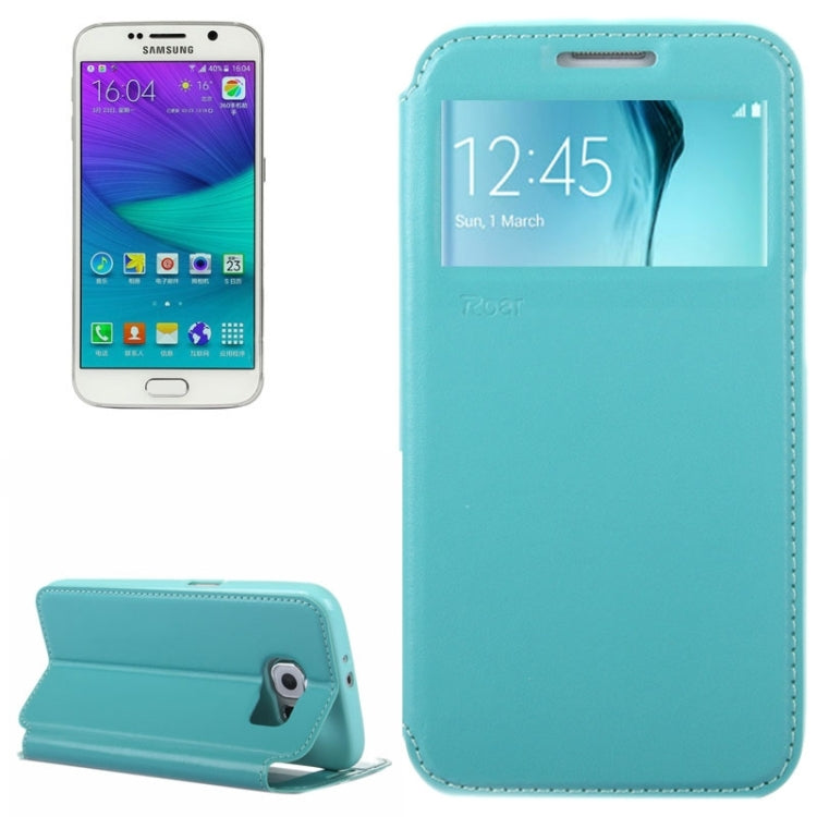 For Galaxy S6 / G920 Crazy Horse Texture Leather Case with Holder & Card Slot & Caller ID Display Window