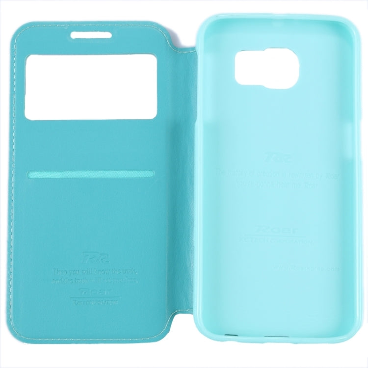 For Galaxy S6 / G920 Crazy Horse Texture Leather Case with Holder & Card Slot & Caller ID Display Window