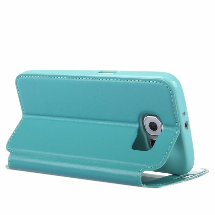 For Galaxy S6 / G920 Crazy Horse Texture Leather Case with Holder & Card Slot & Caller ID Display Window