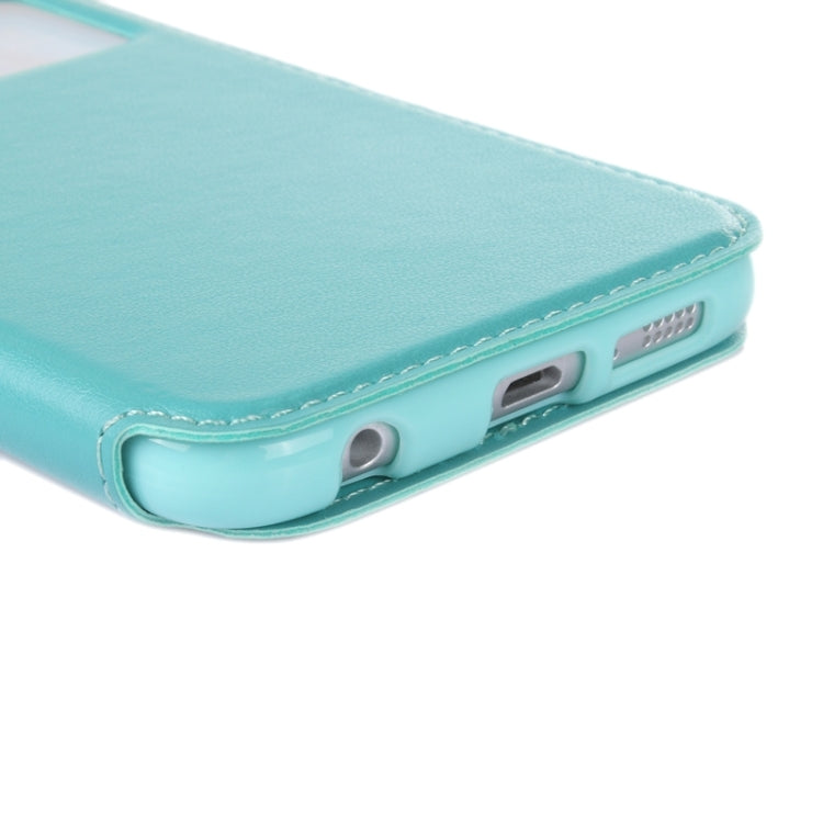 For Galaxy S6 / G920 Crazy Horse Texture Leather Case with Holder & Card Slot & Caller ID Display Window