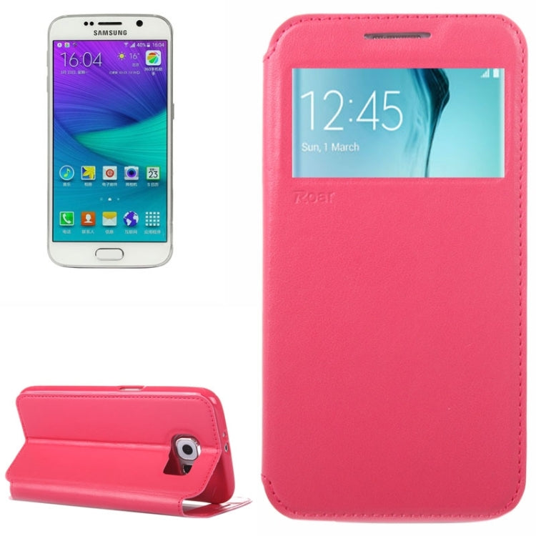 For Galaxy S6 / G920 Crazy Horse Texture Leather Case with Holder & Card Slot & Caller ID Display Window