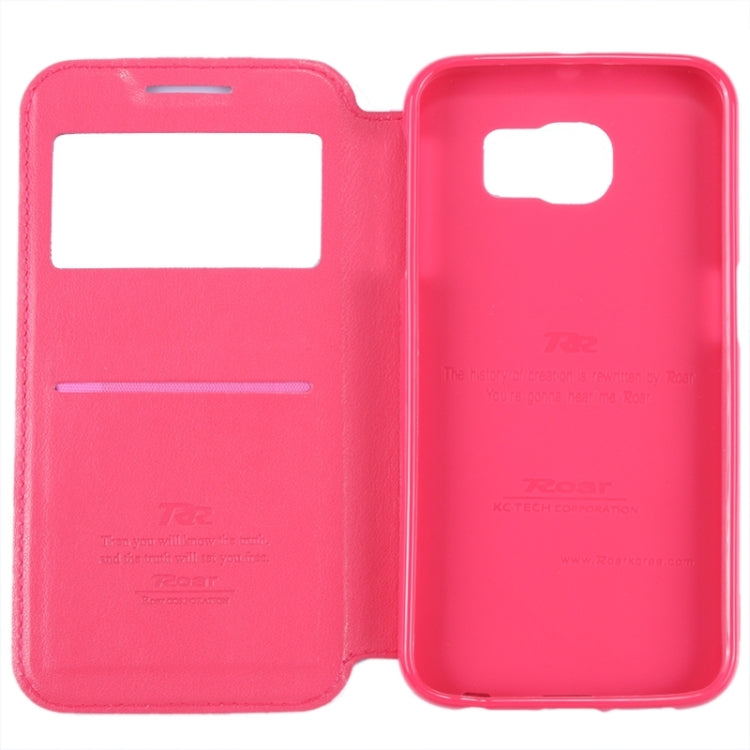 For Galaxy S6 / G920 Crazy Horse Texture Leather Case with Holder & Card Slot & Caller ID Display Window