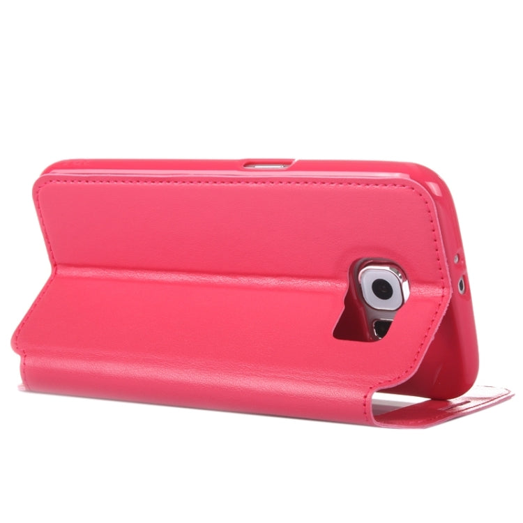 For Galaxy S6 / G920 Crazy Horse Texture Leather Case with Holder & Card Slot & Caller ID Display Window