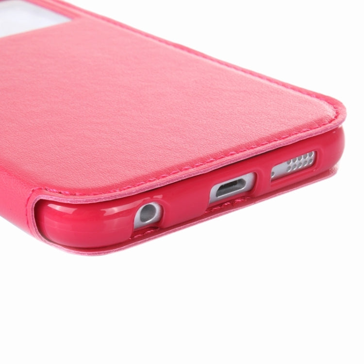 For Galaxy S6 / G920 Crazy Horse Texture Leather Case with Holder & Card Slot & Caller ID Display Window