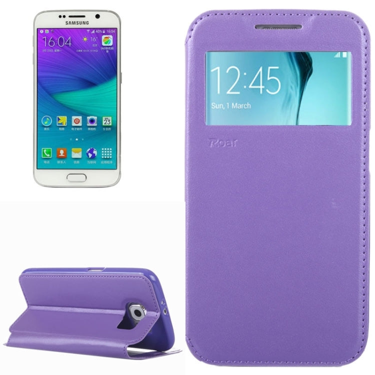 For Galaxy S6 / G920 Crazy Horse Texture Leather Case with Holder & Card Slot & Caller ID Display Window