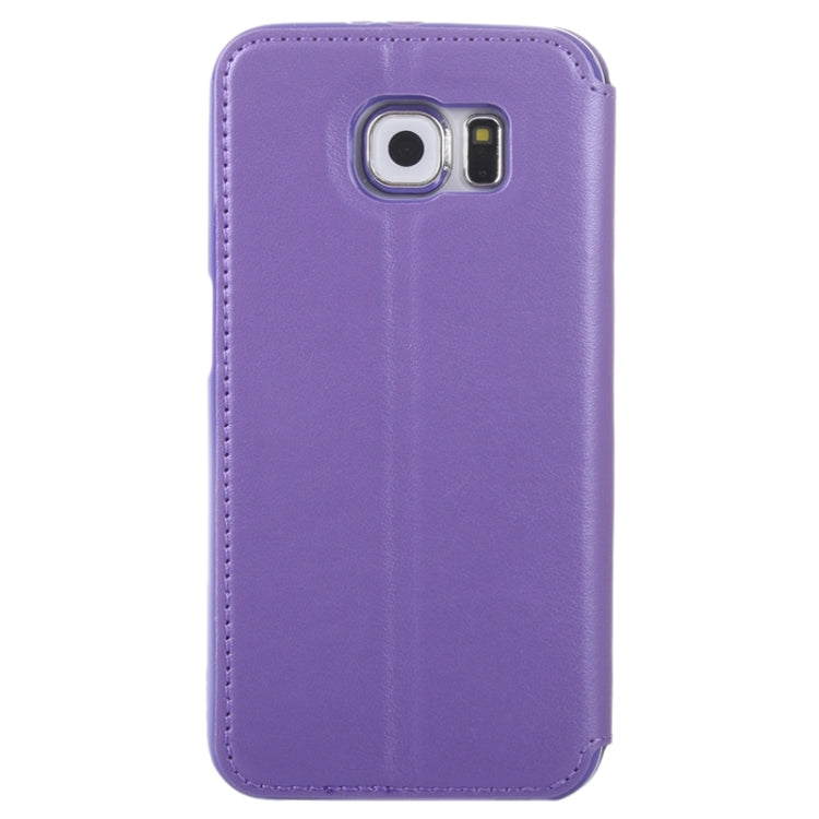 For Galaxy S6 / G920 Crazy Horse Texture Leather Case with Holder & Card Slot & Caller ID Display Window
