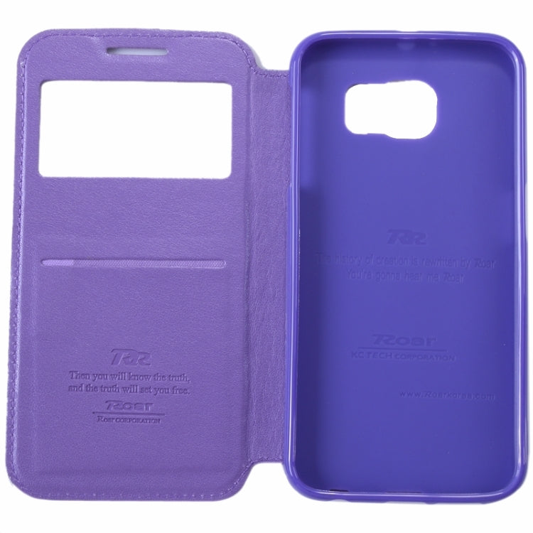 For Galaxy S6 / G920 Crazy Horse Texture Leather Case with Holder & Card Slot & Caller ID Display Window
