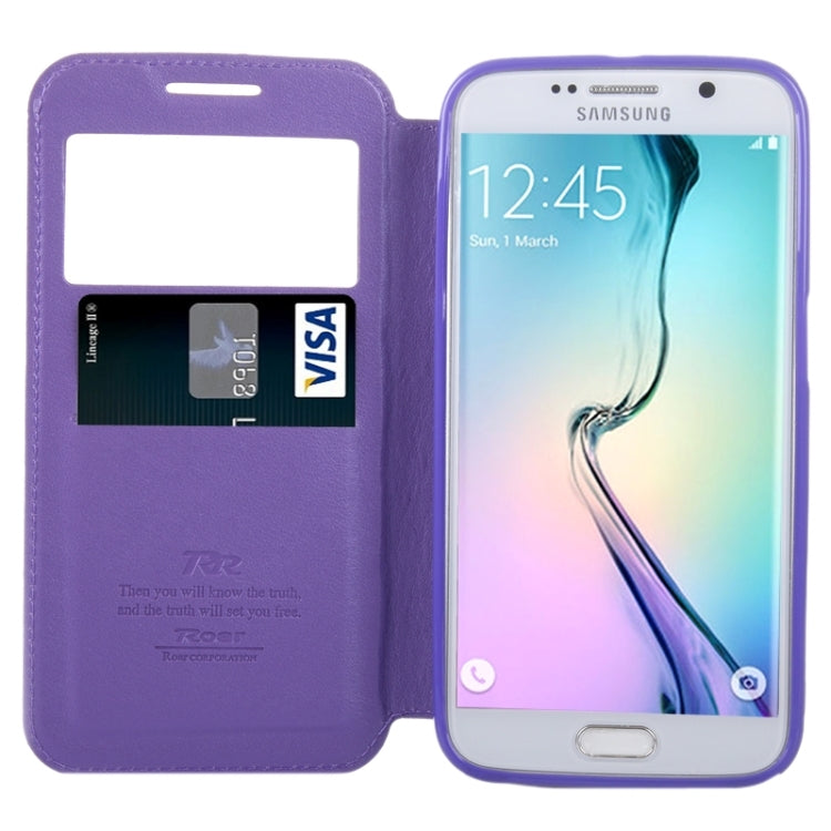 For Galaxy S6 / G920 Crazy Horse Texture Leather Case with Holder & Card Slot & Caller ID Display Window