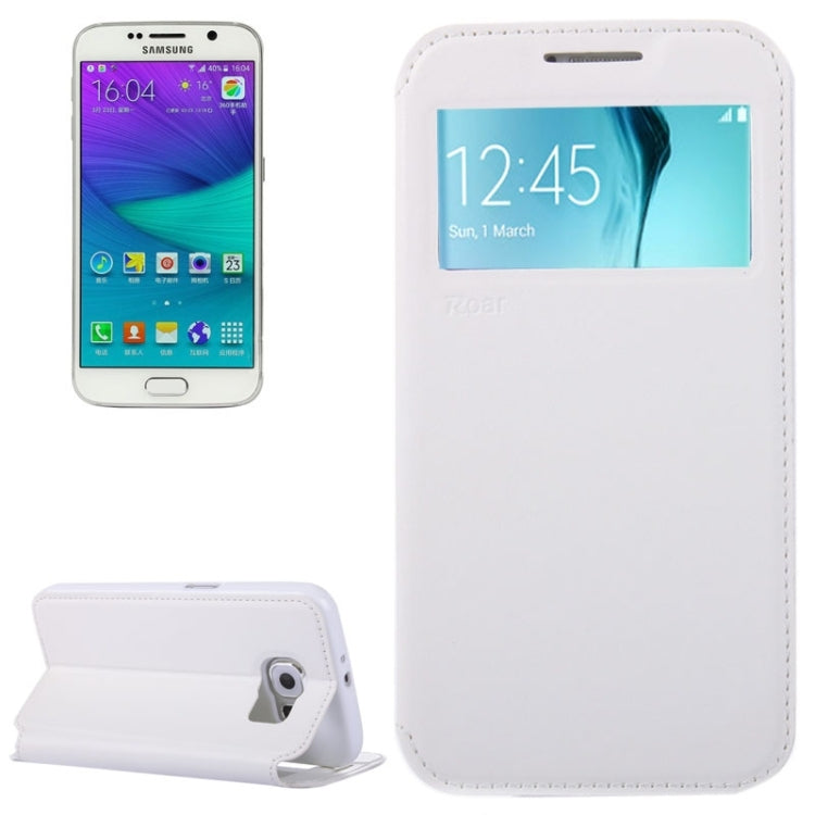 For Galaxy S6 / G920 Crazy Horse Texture Leather Case with Holder & Card Slot & Caller ID Display Window