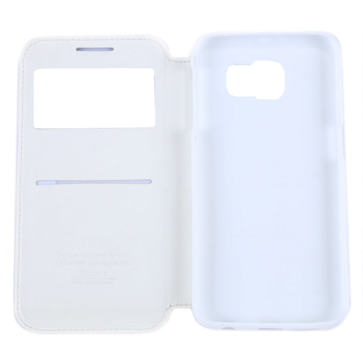 For Galaxy S6 / G920 Crazy Horse Texture Leather Case with Holder & Card Slot & Caller ID Display Window