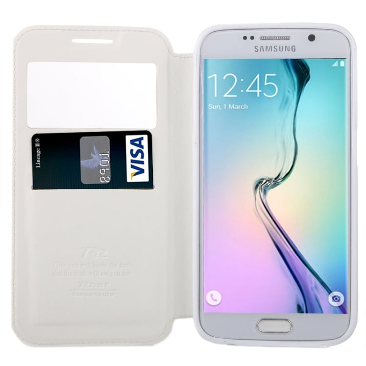 For Galaxy S6 / G920 Crazy Horse Texture Leather Case with Holder & Card Slot & Caller ID Display Window