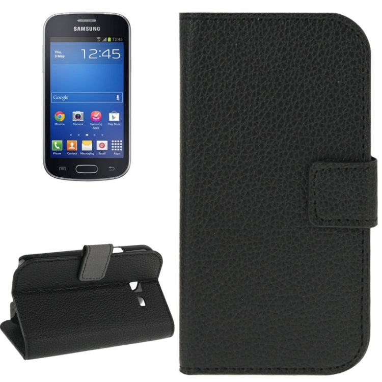 Litchi Texture Horizontal Flip Magnetic Buckle Leather Case with Card Slots & Wallet & Holder for Galaxy Trend Lite / S7390(Black)