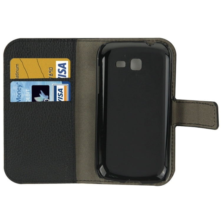 Litchi Texture Horizontal Flip Magnetic Buckle Leather Case with Card Slots & Wallet & Holder for Galaxy Trend Lite / S7390(Black)