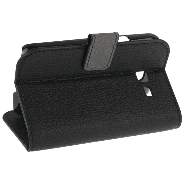 Litchi Texture Horizontal Flip Magnetic Buckle Leather Case with Card Slots & Wallet & Holder for Galaxy Trend Lite / S7390(Black)