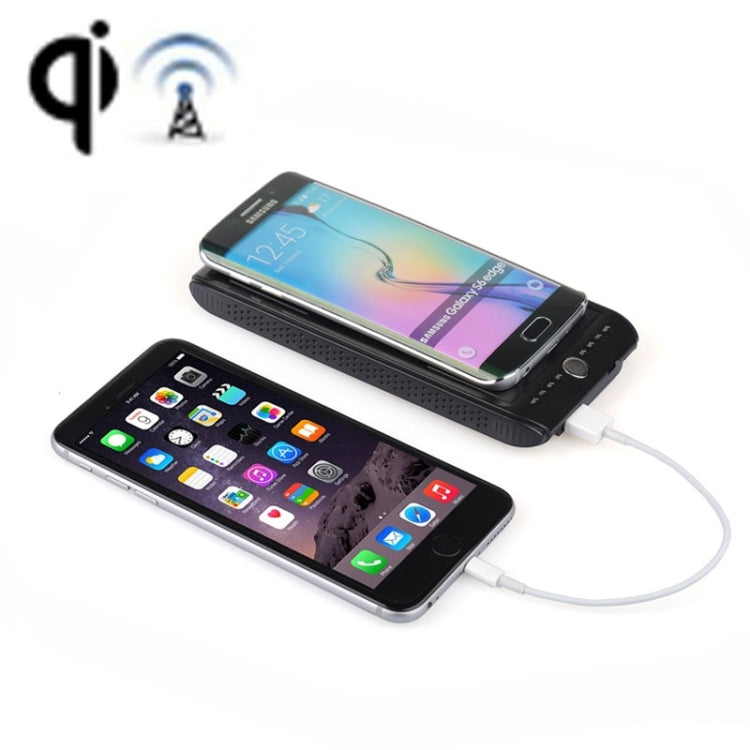 Qi Wireless Charger Transmitter Charging Plate with 6000mA Power Bank Function  for iPhone 8 / 8 Plus / X &  Nokia Lumia LG iPhone Samsung HTC and Other Mobile Phone(Black)