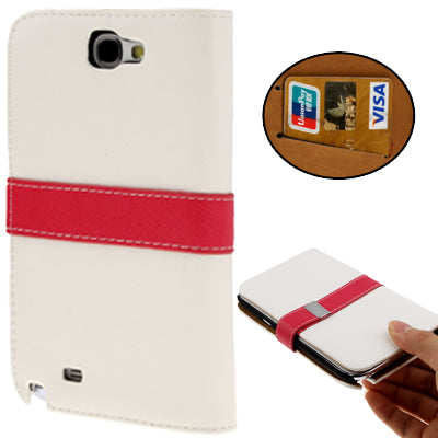 Cross Texture Magnetic Flip Leather Case with Credit Card Slots for Galaxy Note II / N7100(White)