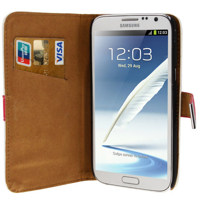 Cross Texture Magnetic Flip Leather Case with Credit Card Slots for Galaxy Note II / N7100(White)