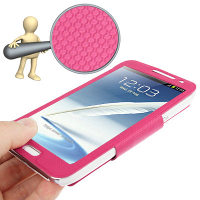 Spherical Texture Ultrathin Magnetic Horizontal Flip Full Housing Protector Leather Case with Holder for Galaxy Note II / N7100