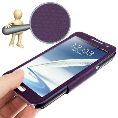 Spherical Texture Ultrathin Magnetic Horizontal Flip Full Housing Protector Leather Case with Holder for Galaxy Note II / N7100
