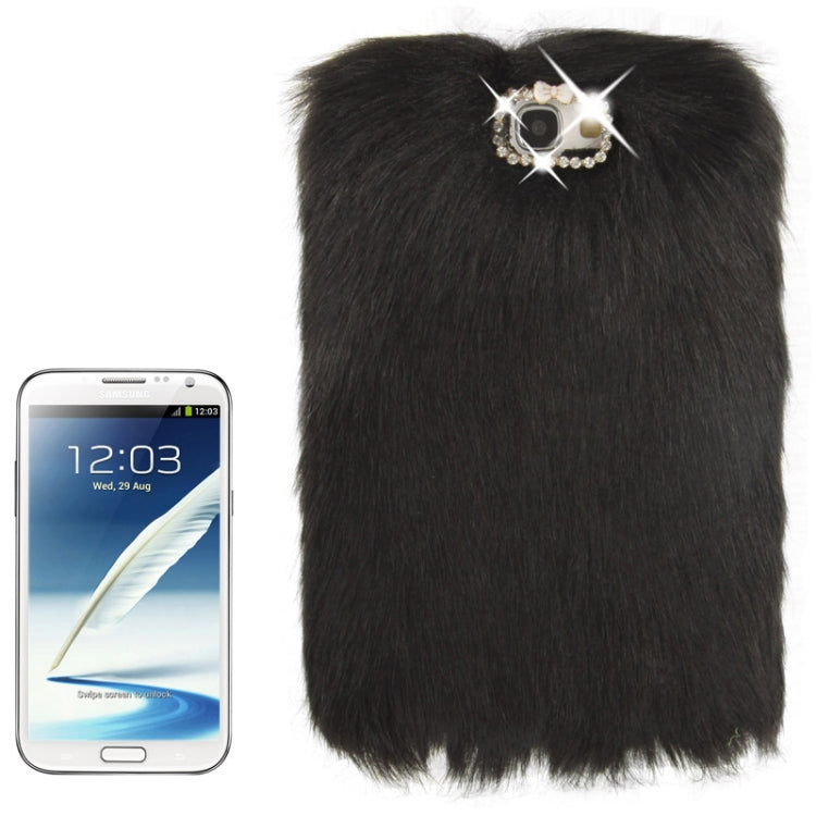 Diamond Encrusted Winter Warm Fur Plastic Case for Galaxy Note II / N7100