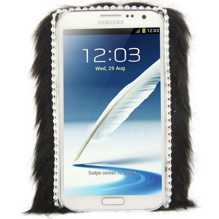 Diamond Encrusted Winter Warm Fur Plastic Case for Galaxy Note II / N7100