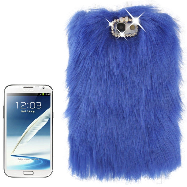 Diamond Encrusted Winter Warm Fur Plastic Case for Galaxy Note II / N7100