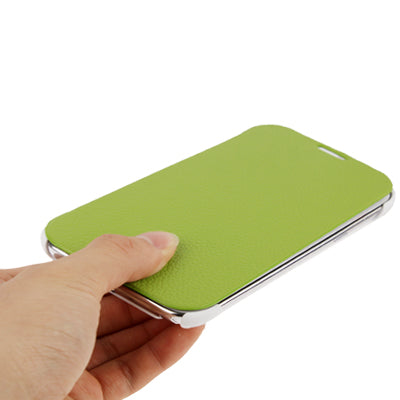 2-color Litchi Texture (Top-grain Leather + White Plastic) Case with Credit Card Slots for Galaxy Note II / N7100