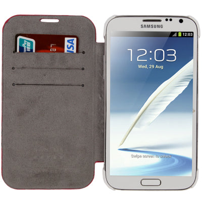2-color Litchi Texture (Top-grain Leather + White Plastic) Case with Credit Card Slots for Galaxy Note II / N7100