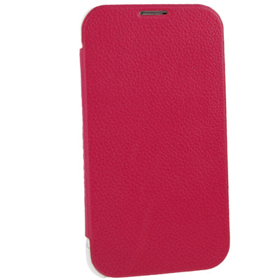 2-color Litchi Texture (Top-grain Leather + White Plastic) Case with Credit Card Slots for Galaxy Note II / N7100
