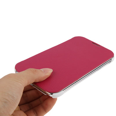 2-color Litchi Texture (Top-grain Leather + White Plastic) Case with Credit Card Slots for Galaxy Note II / N7100