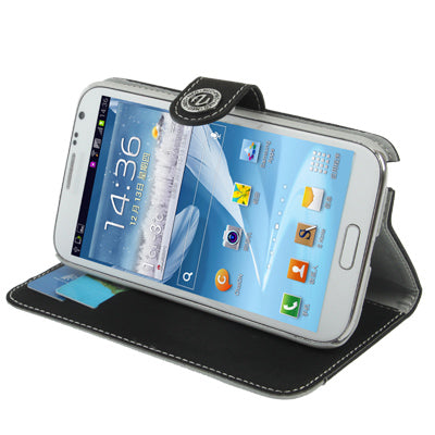 2-color Series Mouse Texture Flip Leather Case with Credit Card Slots & Lanyard & Holder for Galaxy Note II / N7100