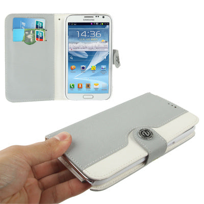 2-color Series Mouse Texture Flip Leather Case with Credit Card Slots & Lanyard & Holder for Galaxy Note II / N7100