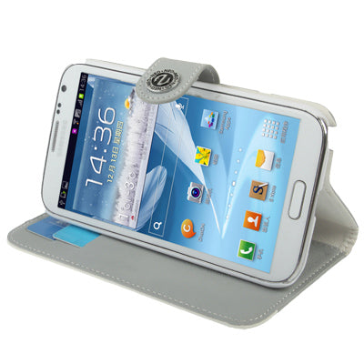 2-color Series Mouse Texture Flip Leather Case with Credit Card Slots & Lanyard & Holder for Galaxy Note II / N7100