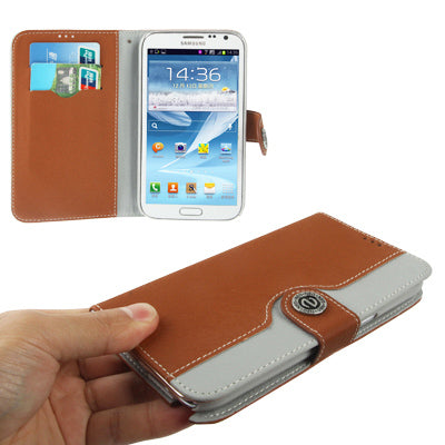 2-color Series Mouse Texture Flip Leather Case with Credit Card Slots & Lanyard & Holder for Galaxy Note II / N7100
