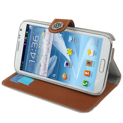 2-color Series Mouse Texture Flip Leather Case with Credit Card Slots & Lanyard & Holder for Galaxy Note II / N7100