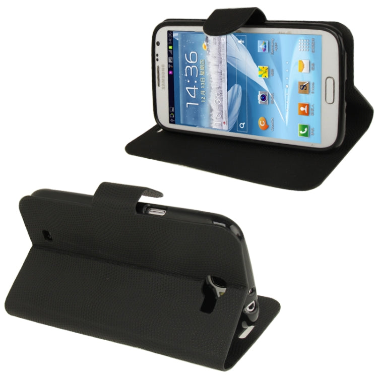 Mesh Pattern Horizontal Flip Leather Case with Holder for Galaxy Note II / N7100