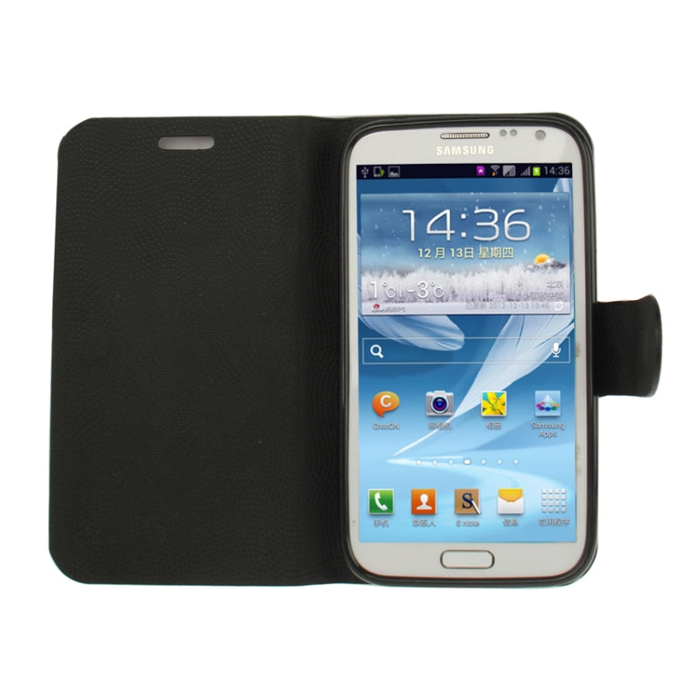 Mesh Pattern Horizontal Flip Leather Case with Holder for Galaxy Note II / N7100