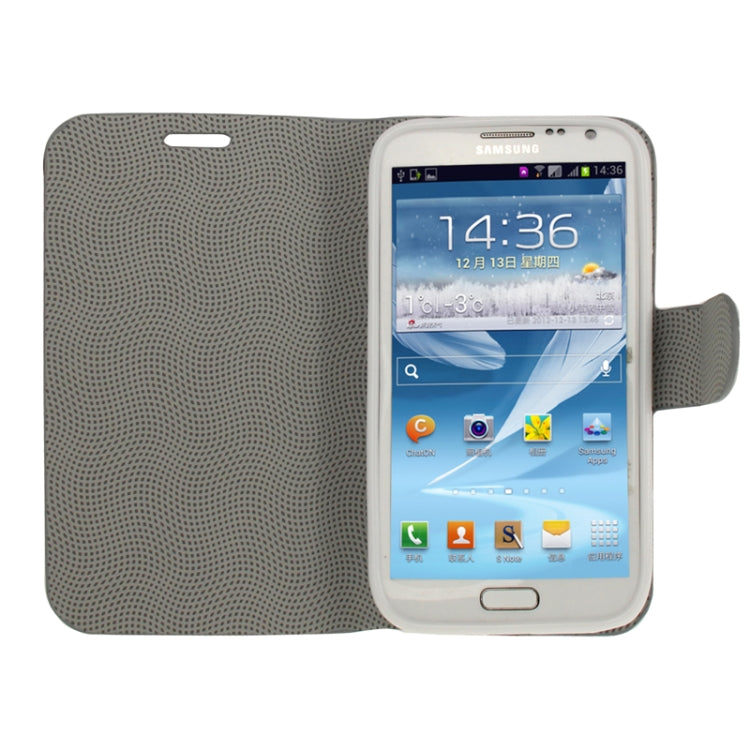 Mesh Pattern Horizontal Flip Leather Case with Holder for Galaxy Note II / N7100