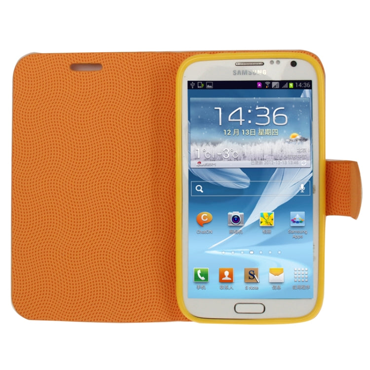 Mesh Pattern Horizontal Flip Leather Case with Holder for Galaxy Note II / N7100
