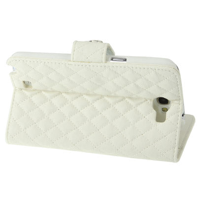 Plaid Texture Diamond Flower Button Flip Soft Leather Case with Credit Card Slots & Lanyard & Holder for Galaxy  Note II / N7100