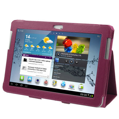 Litchi Texture Leather Case with Holder for Galaxy Tab 2 (10.1) / P5100,