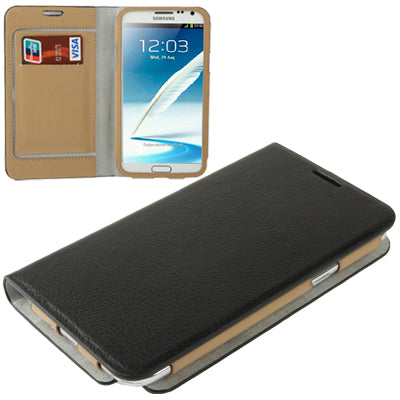 Lichi Texture High Quality Genuine Leather Case with Credit Card Slots & Holder for Galaxy Note II / N7100