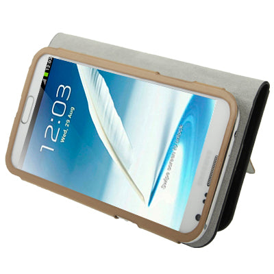 Lichi Texture High Quality Genuine Leather Case with Credit Card Slots & Holder for Galaxy Note II / N7100